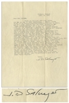 J.D. Salinger Letter Signed From 1953, Commenting on Several of His Stories -- ...About Seymours suicide in Bananafish...